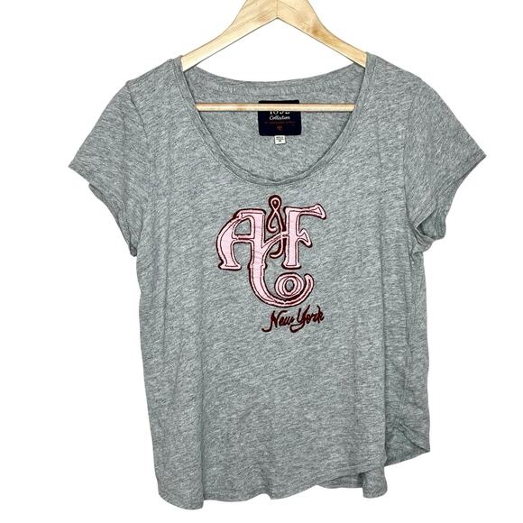Abercrombie & Fitch Y2K Logo Baby Tee Womens M 1892 Collection T Shirt Pink - Picture 1 of 6